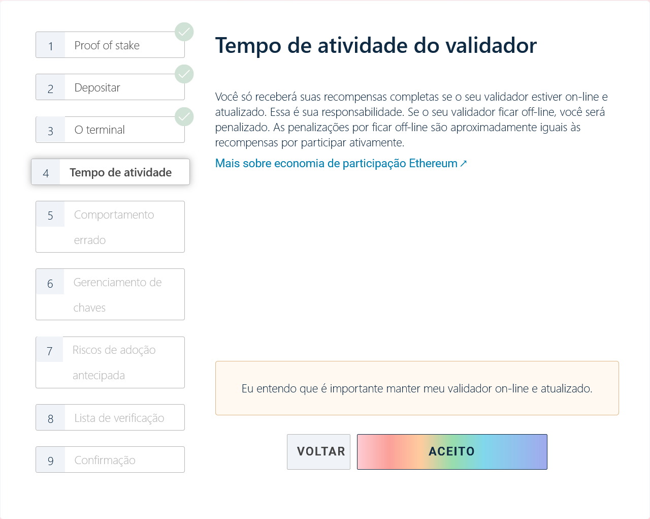 Tempo de atividade do validador